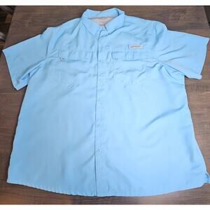Men's Realtree Fishing Vented Short Sleeve Lt Blue Button Down Shirt Size 2XL
